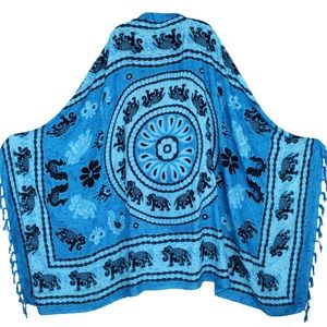 Bright Turquoise Elephant Mandala Sarong